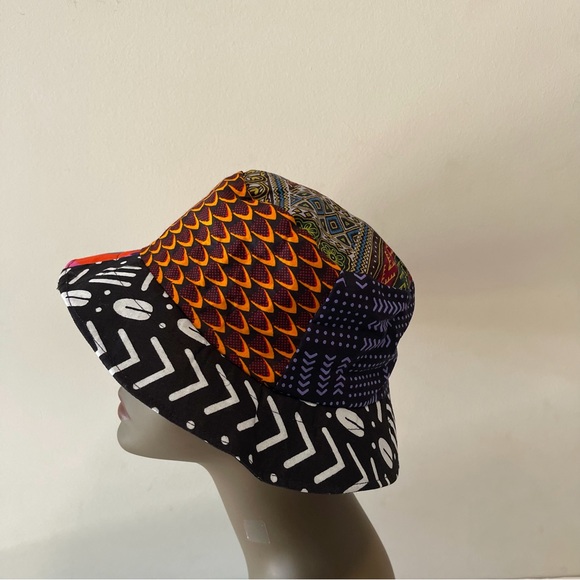 African Print Ankara Multicolor Handmade Bohemian Patchwork Bucket Hat - Picture 6 of 6